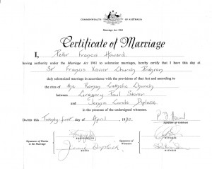 certificate of marriage